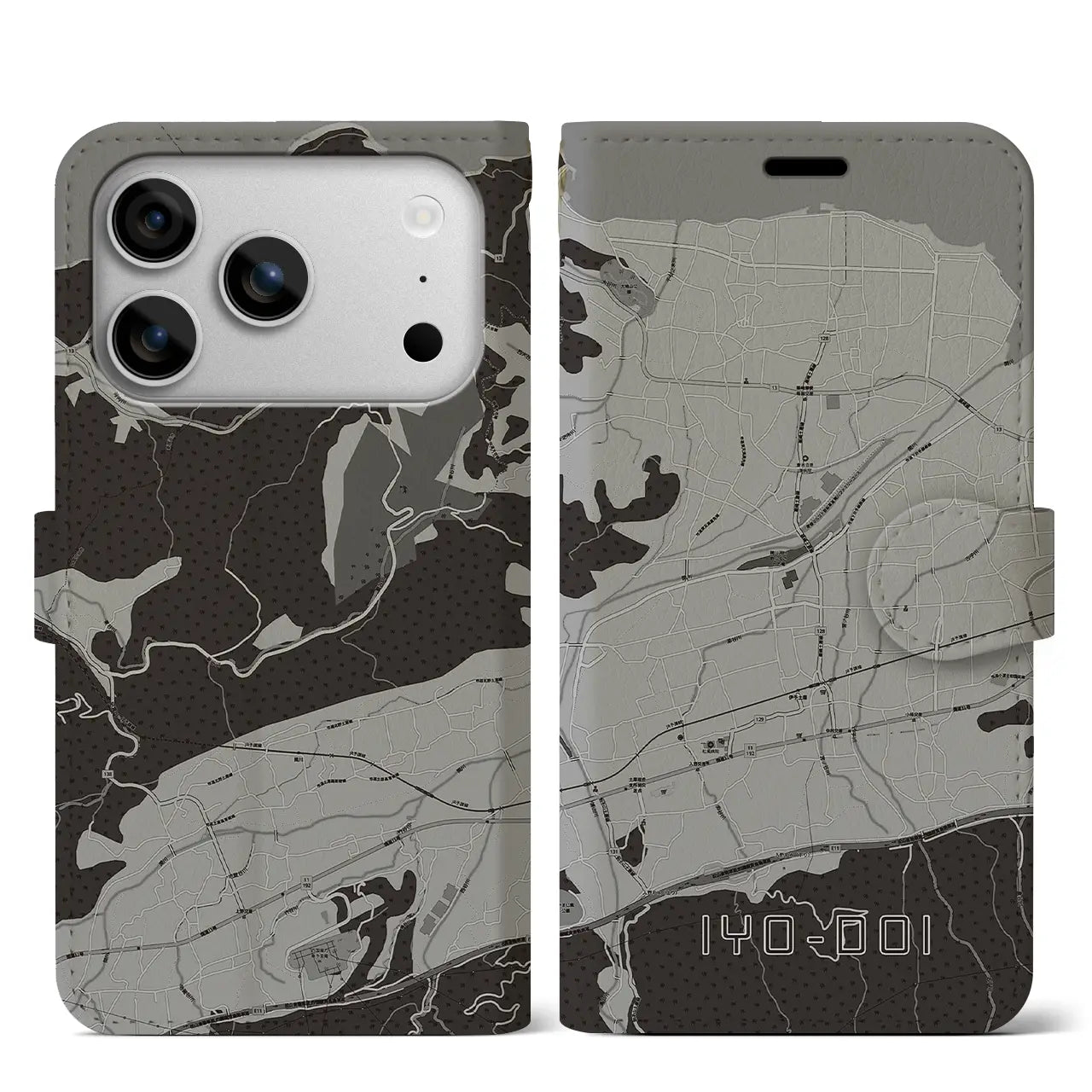 【伊予土居(愛媛県)】地図柄iPhoneケース(手帳タイプ)