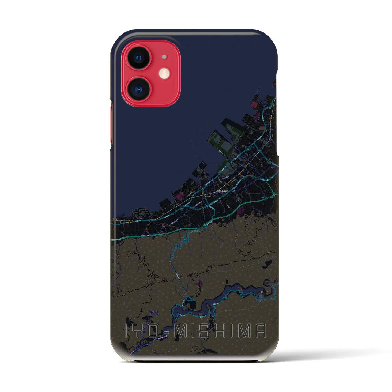 【伊予三島(愛媛県)】地図柄iPhoneケース(バックカバータイプ)