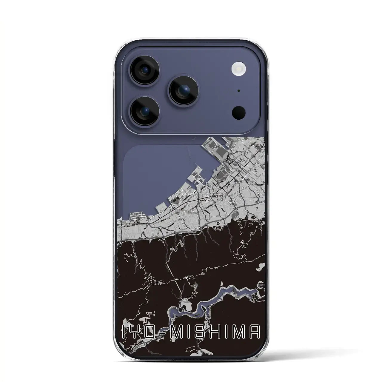 【伊予三島(愛媛県)】地図柄iPhoneケース(クリアタイプ)モノトーン・iPhone 17 Pro Max 用