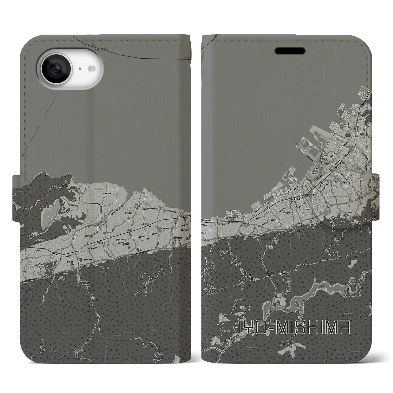 【伊予三島(愛媛県)】地図柄iPhoneケース(手帳タイプ)