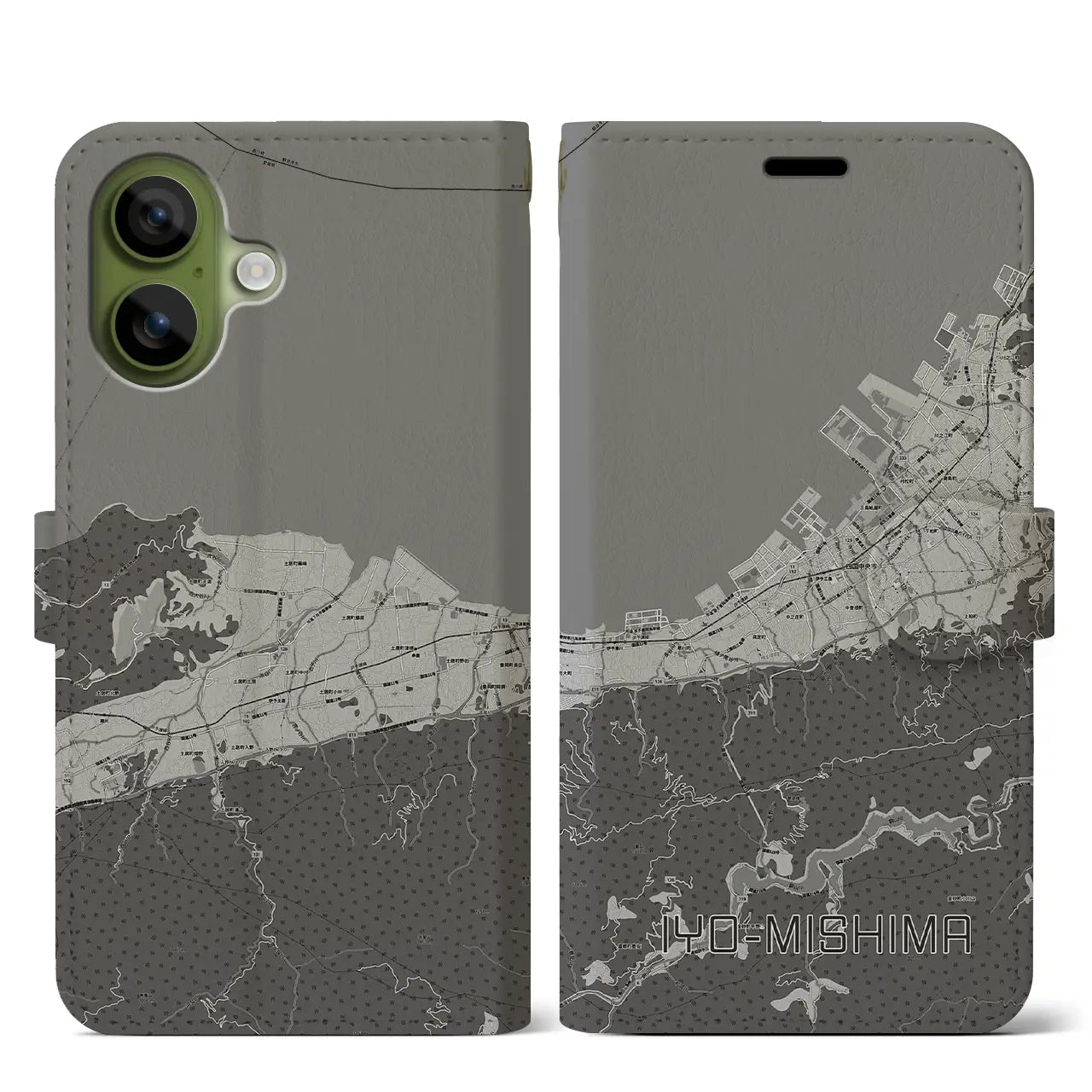 【伊予三島(愛媛県)】地図柄iPhoneケース(手帳タイプ)