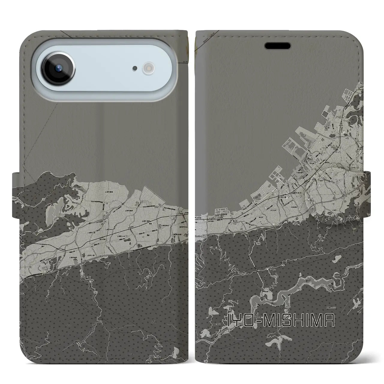 【伊予三島(愛媛県)】地図柄iPhoneケース(手帳タイプ)