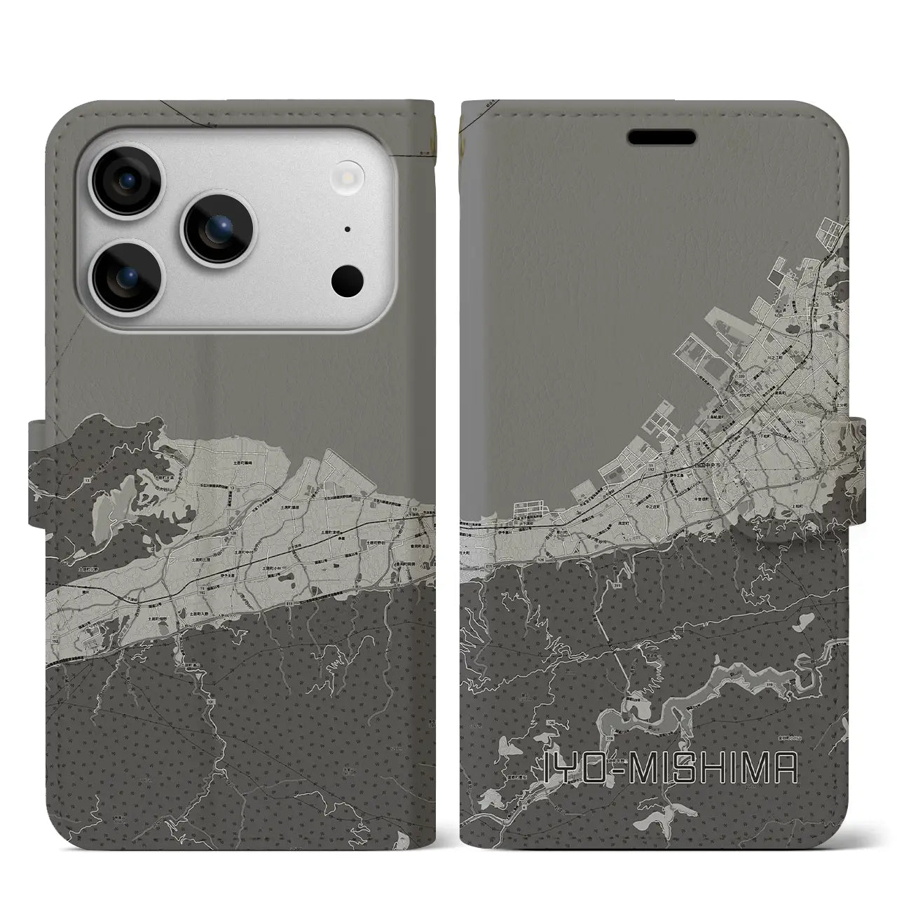 【伊予三島(愛媛県)】地図柄iPhoneケース(手帳タイプ)