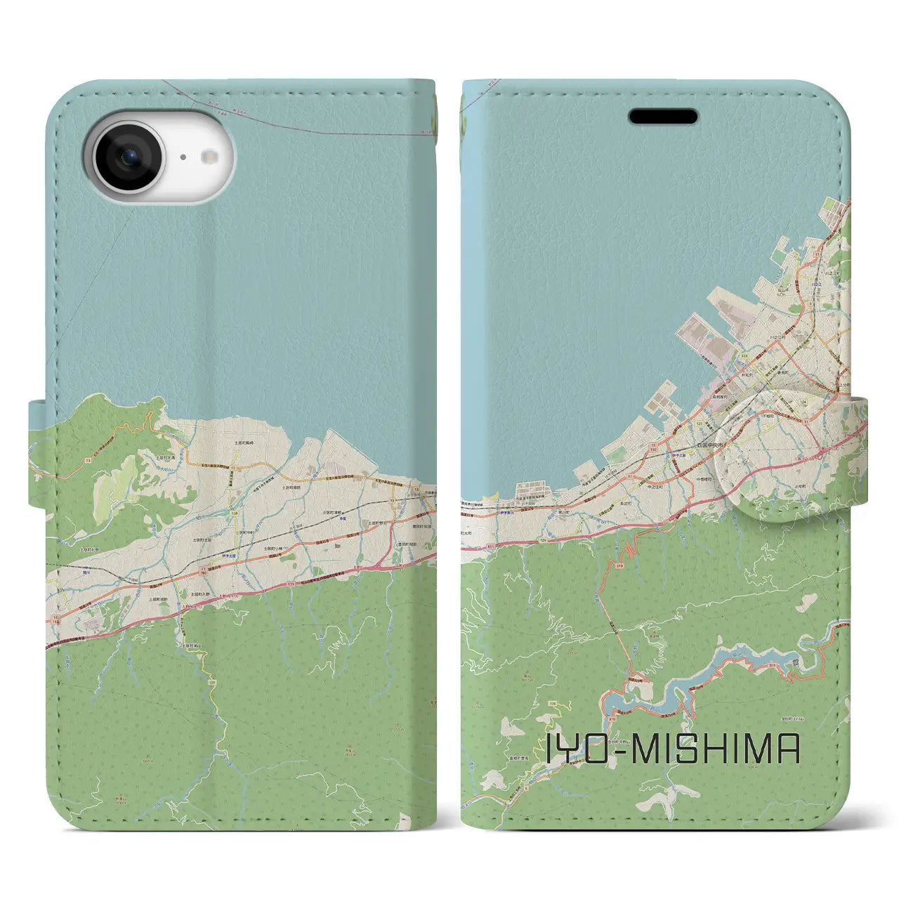 【伊予三島(愛媛県)】地図柄iPhoneケース(手帳タイプ)