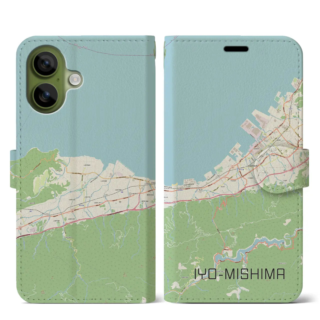 【伊予三島(愛媛県)】地図柄iPhoneケース(手帳タイプ)モノトーン・iPhone 17 Pro Max 用