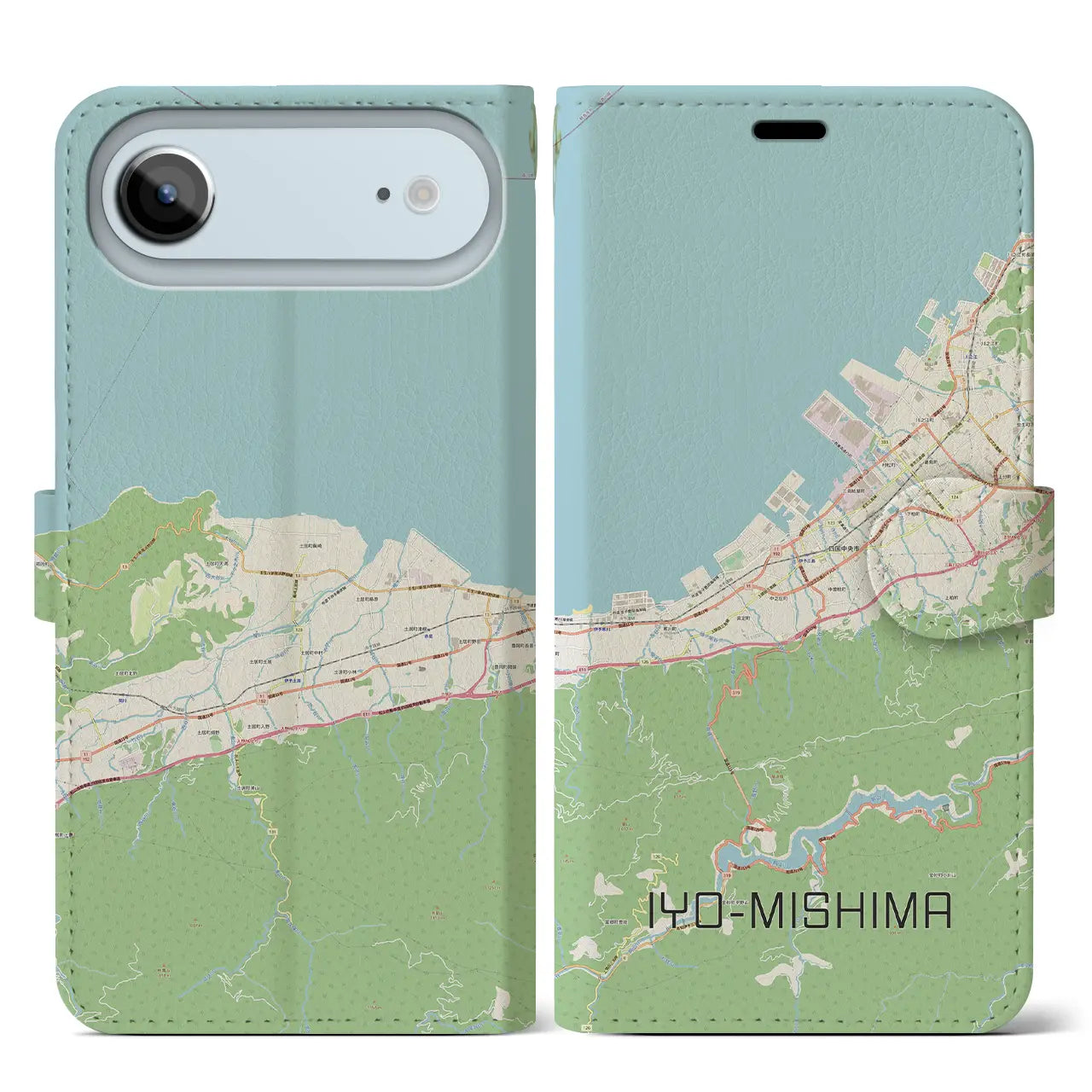 【伊予三島(愛媛県)】地図柄iPhoneケース(手帳タイプ)