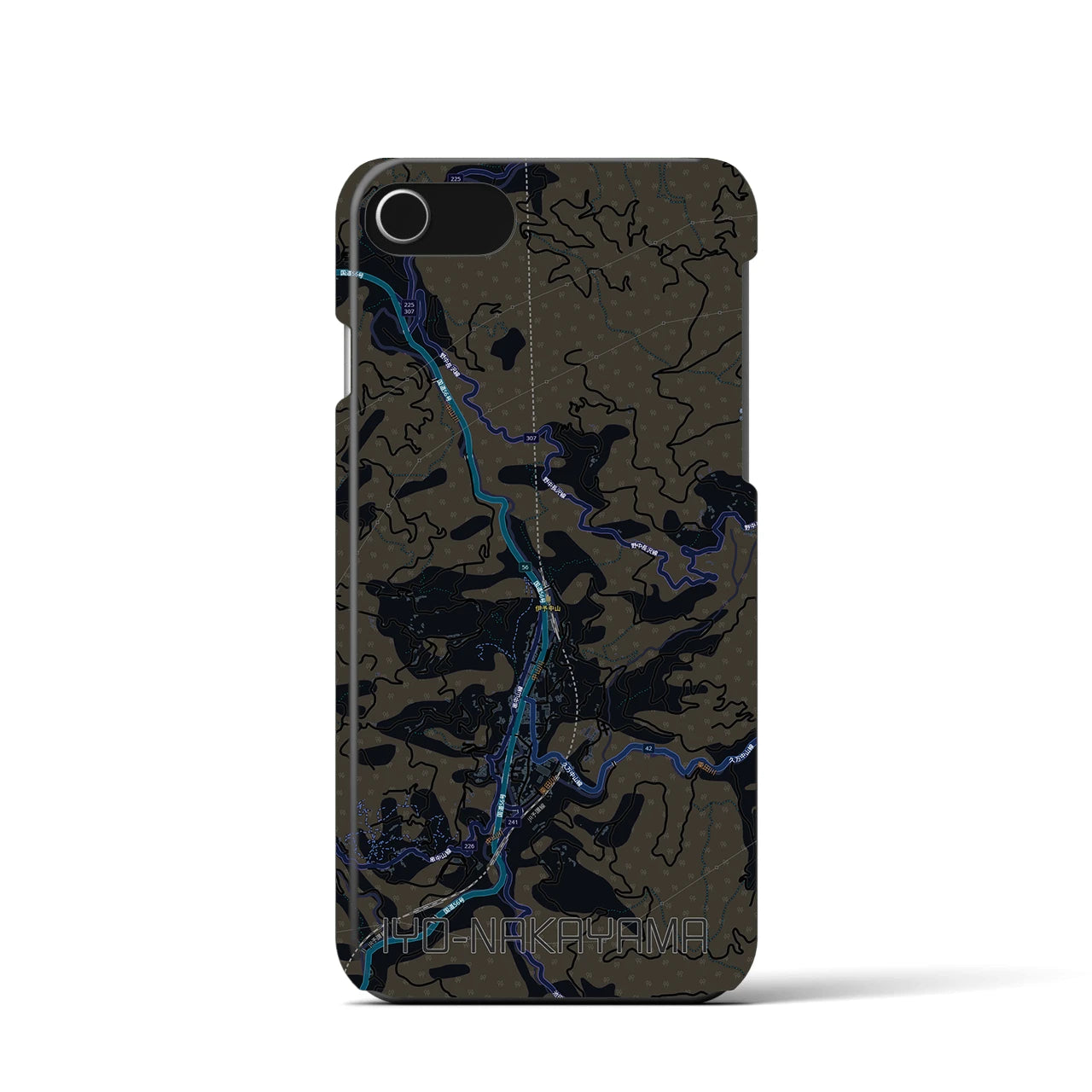 【伊予中山(愛媛県)】地図柄iPhoneケース(バックカバータイプ)