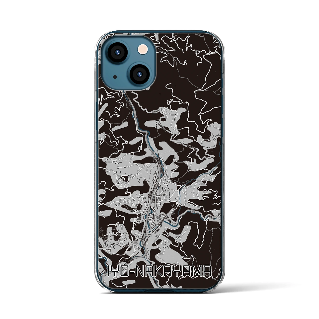 【伊予中山(愛媛県)】地図柄iPhoneケース(クリアタイプ)