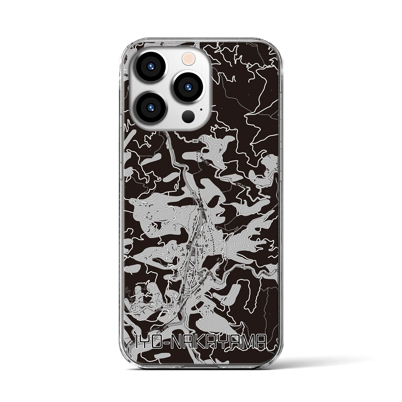 【伊予中山(愛媛県)】地図柄iPhoneケース(クリアタイプ)