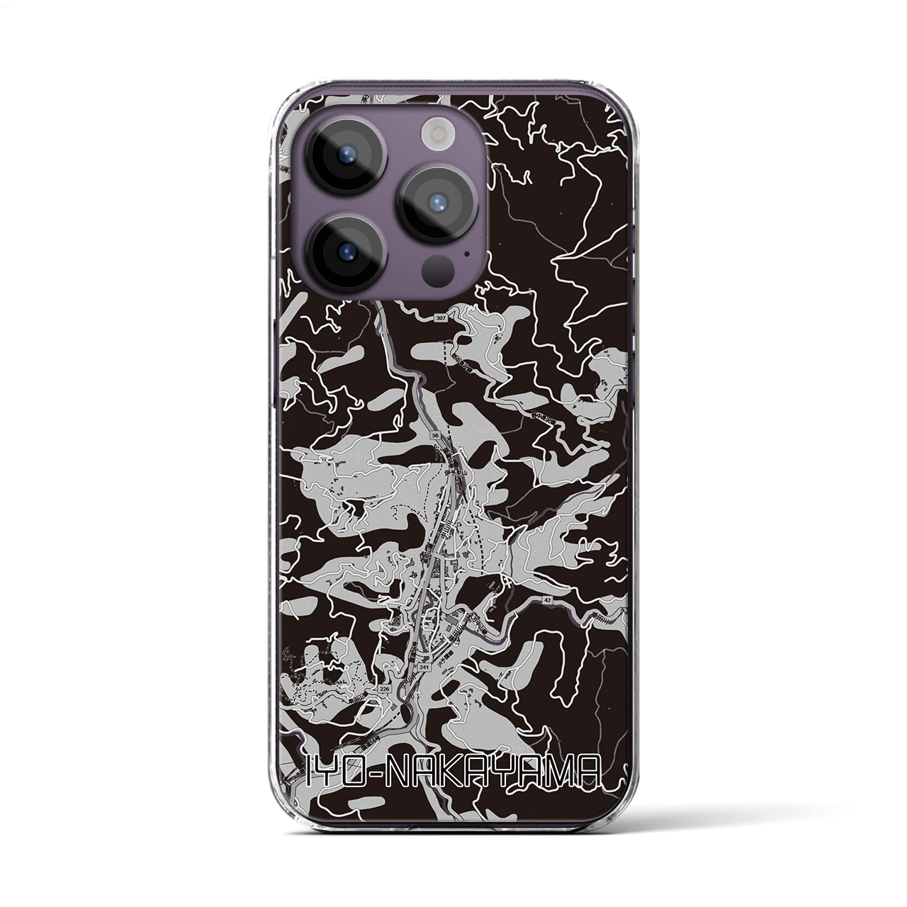 【伊予中山(愛媛県)】地図柄iPhoneケース(クリアタイプ)