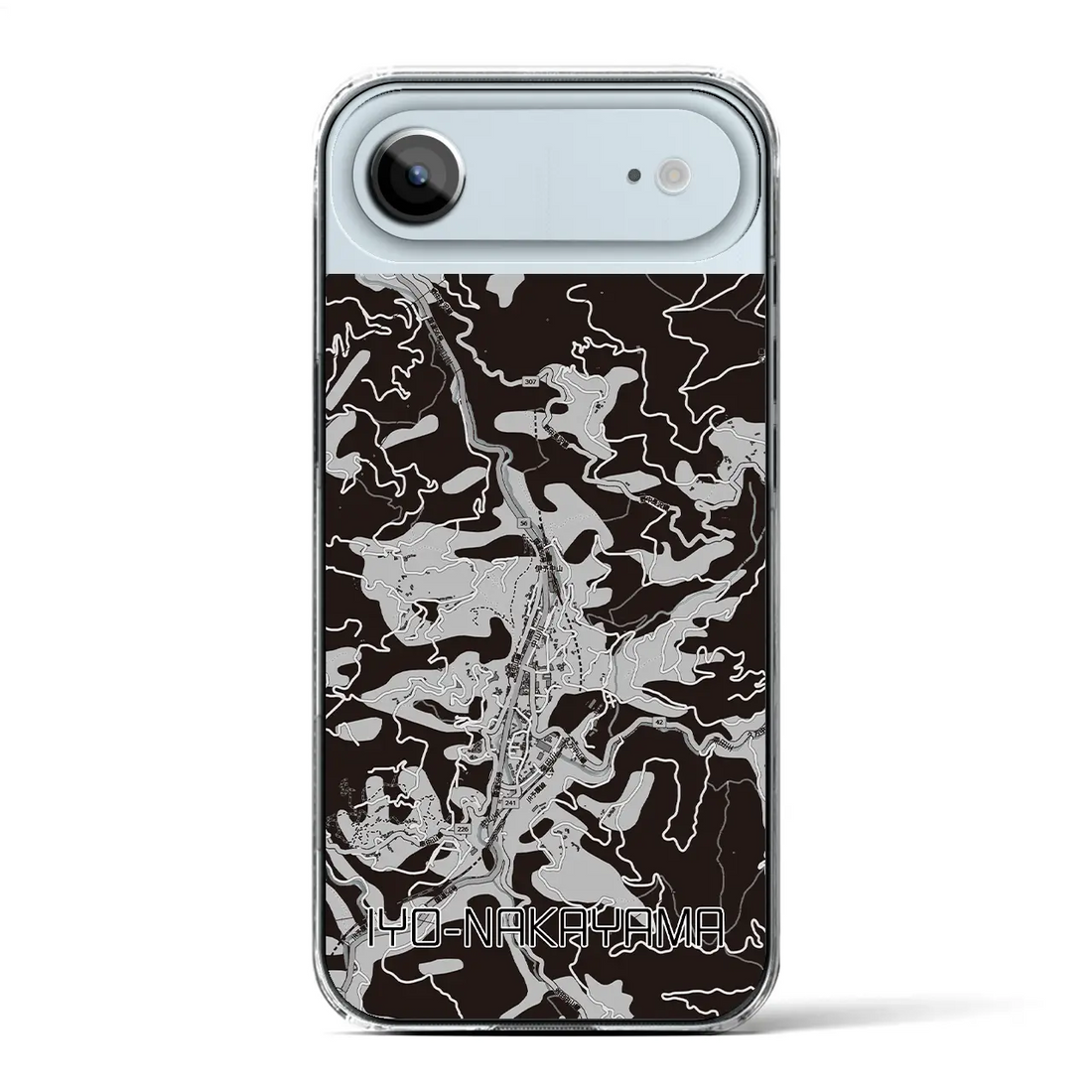 【伊予中山(愛媛県)】地図柄iPhoneケース(クリアタイプ)モノトーン・iPhone 17 Pro Max 用