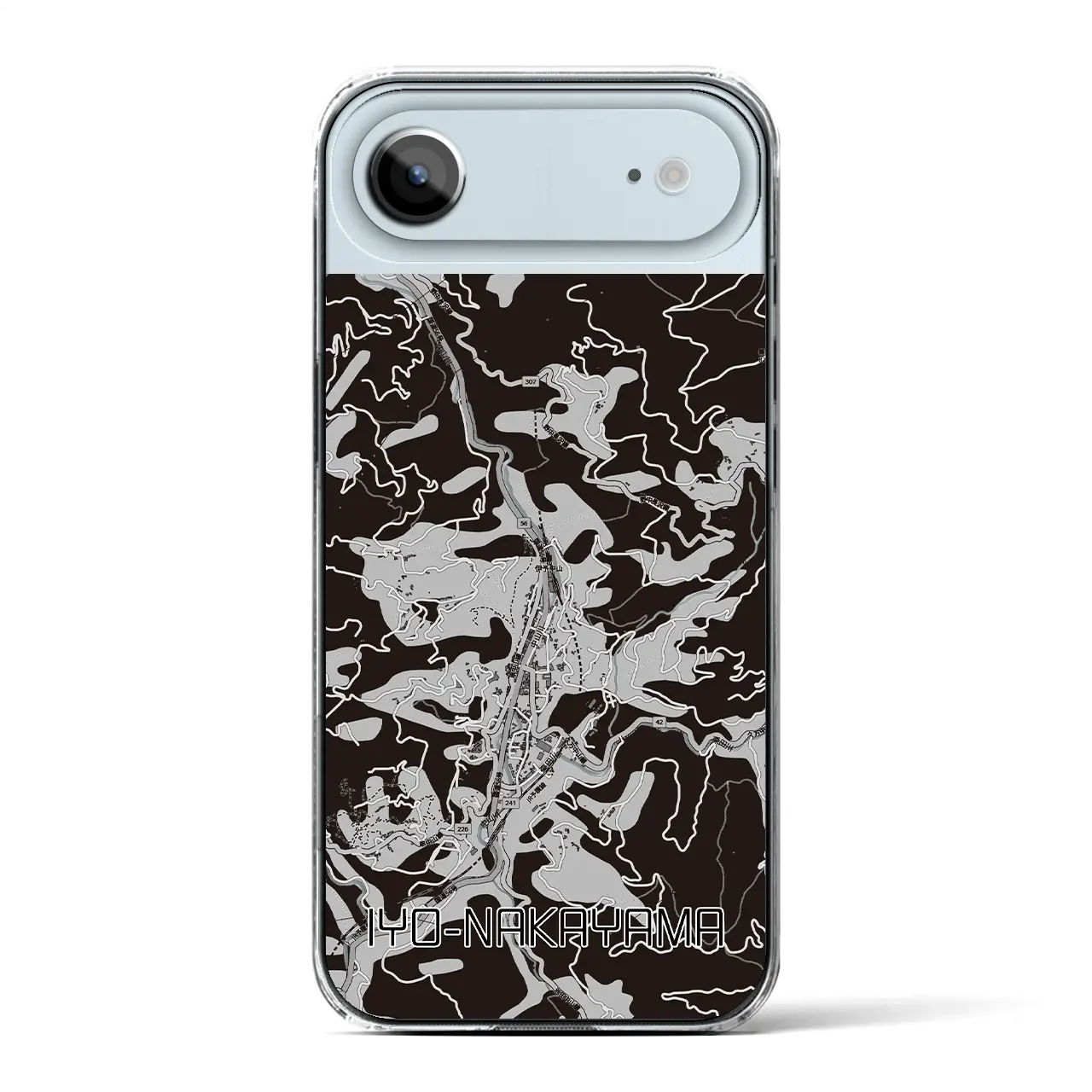 【伊予中山(愛媛県)】地図柄iPhoneケース(クリアタイプ)モノトーン・iPhone 17 Pro Max 用