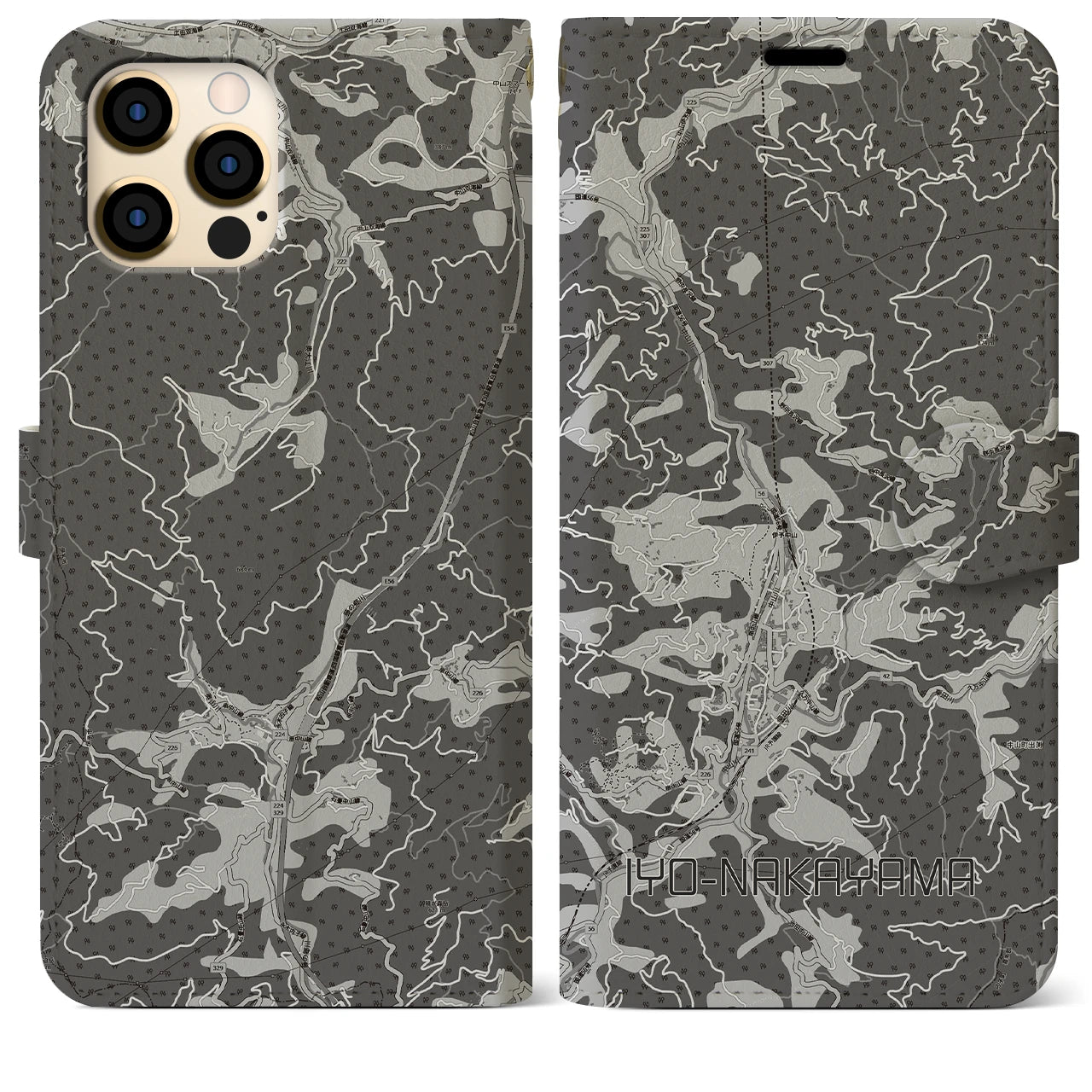 【伊予中山(愛媛県)】地図柄iPhoneケース(手帳タイプ)