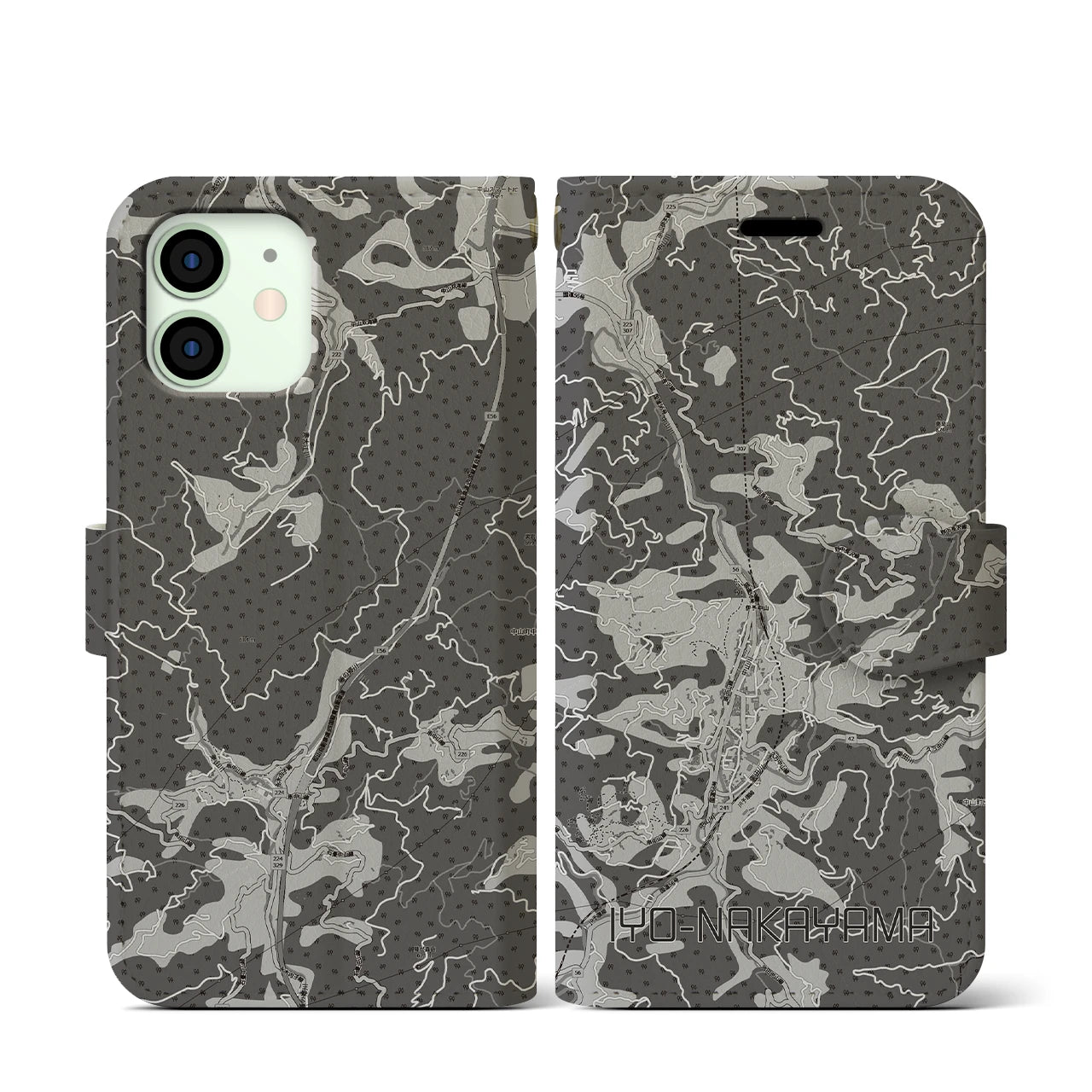 【伊予中山(愛媛県)】地図柄iPhoneケース(手帳タイプ)