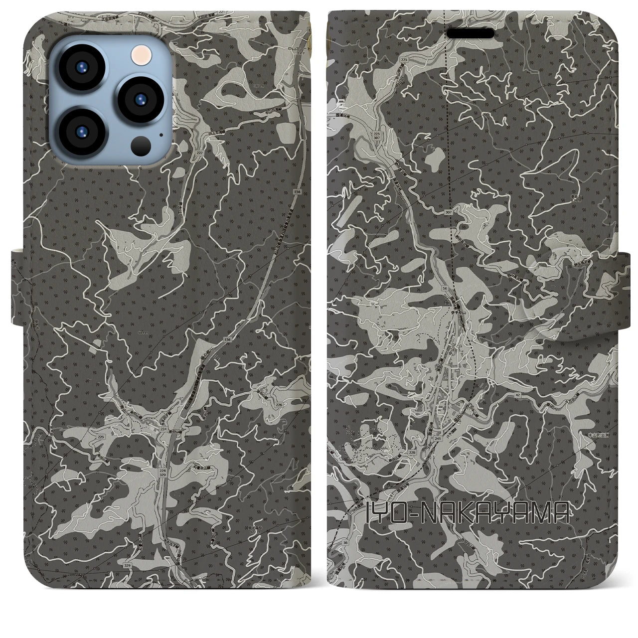 【伊予中山(愛媛県)】地図柄iPhoneケース(手帳タイプ)