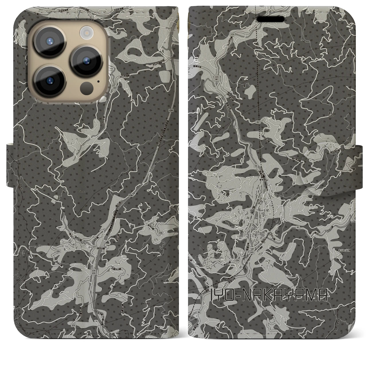 【伊予中山(愛媛県)】地図柄iPhoneケース(手帳タイプ)