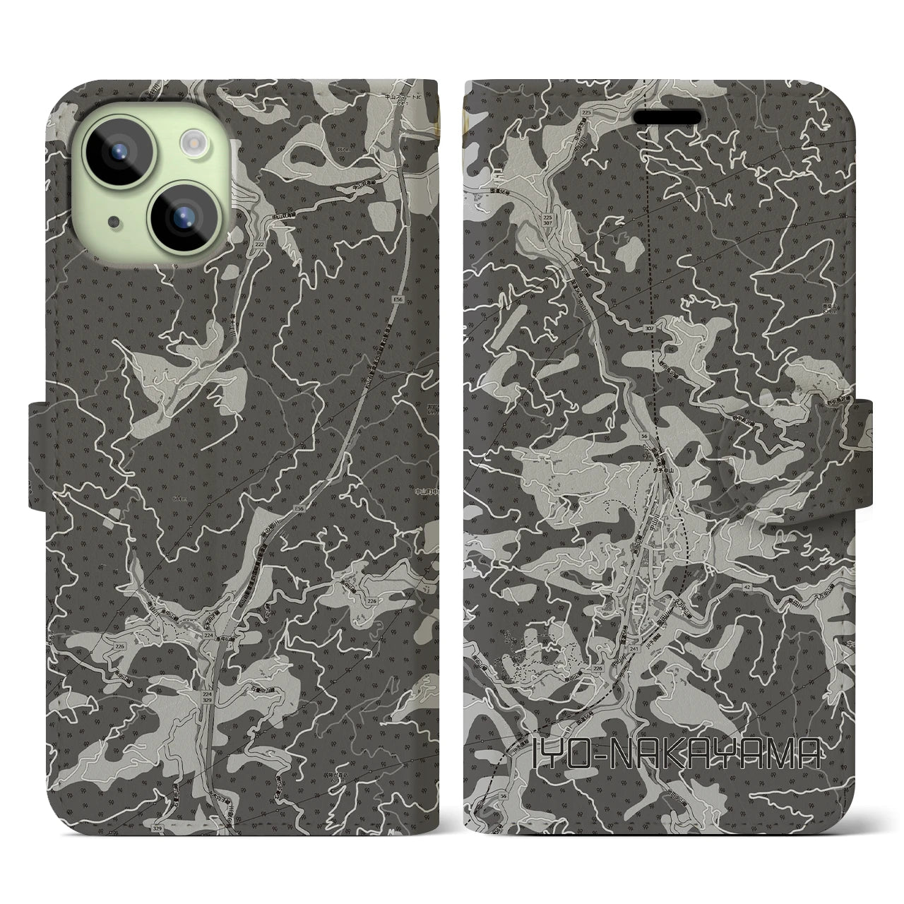 【伊予中山(愛媛県)】地図柄iPhoneケース(手帳タイプ)