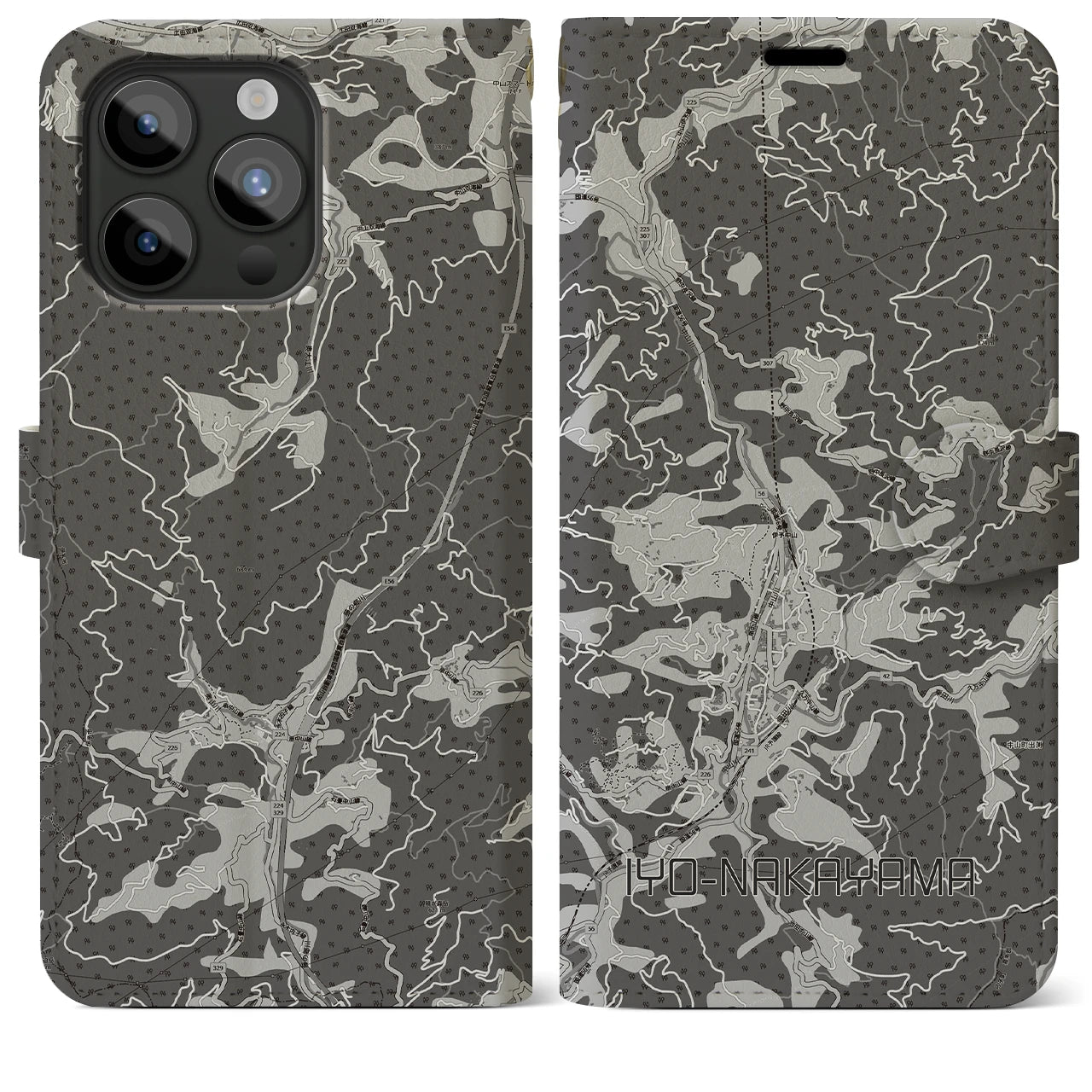 【伊予中山(愛媛県)】地図柄iPhoneケース(手帳タイプ)