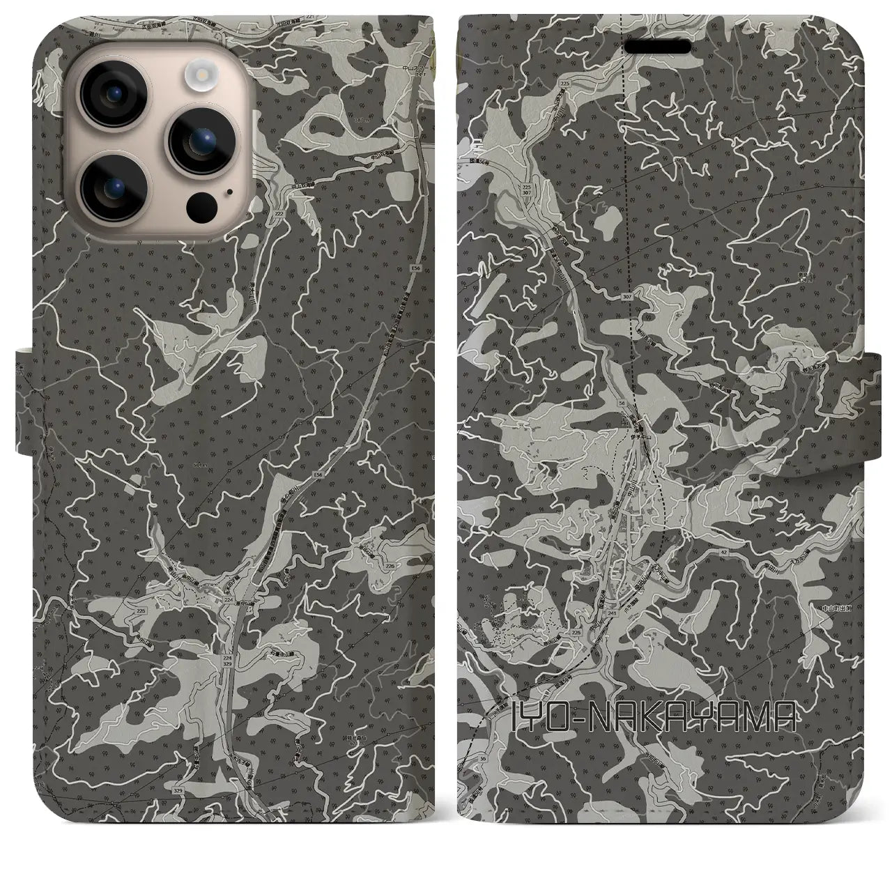 【伊予中山(愛媛県)】地図柄iPhoneケース(手帳タイプ)