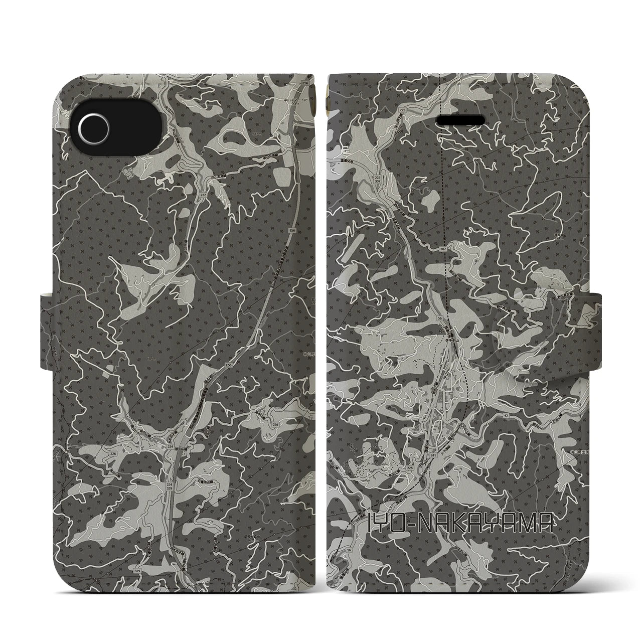 【伊予中山(愛媛県)】地図柄iPhoneケース(手帳タイプ)