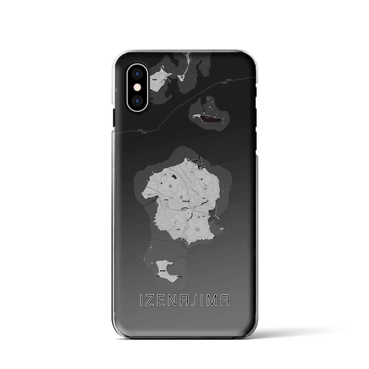 【伊是名島(沖縄県)】地図柄iPhoneケース(クリアタイプ)モノトーン・iPhone XS / X 用