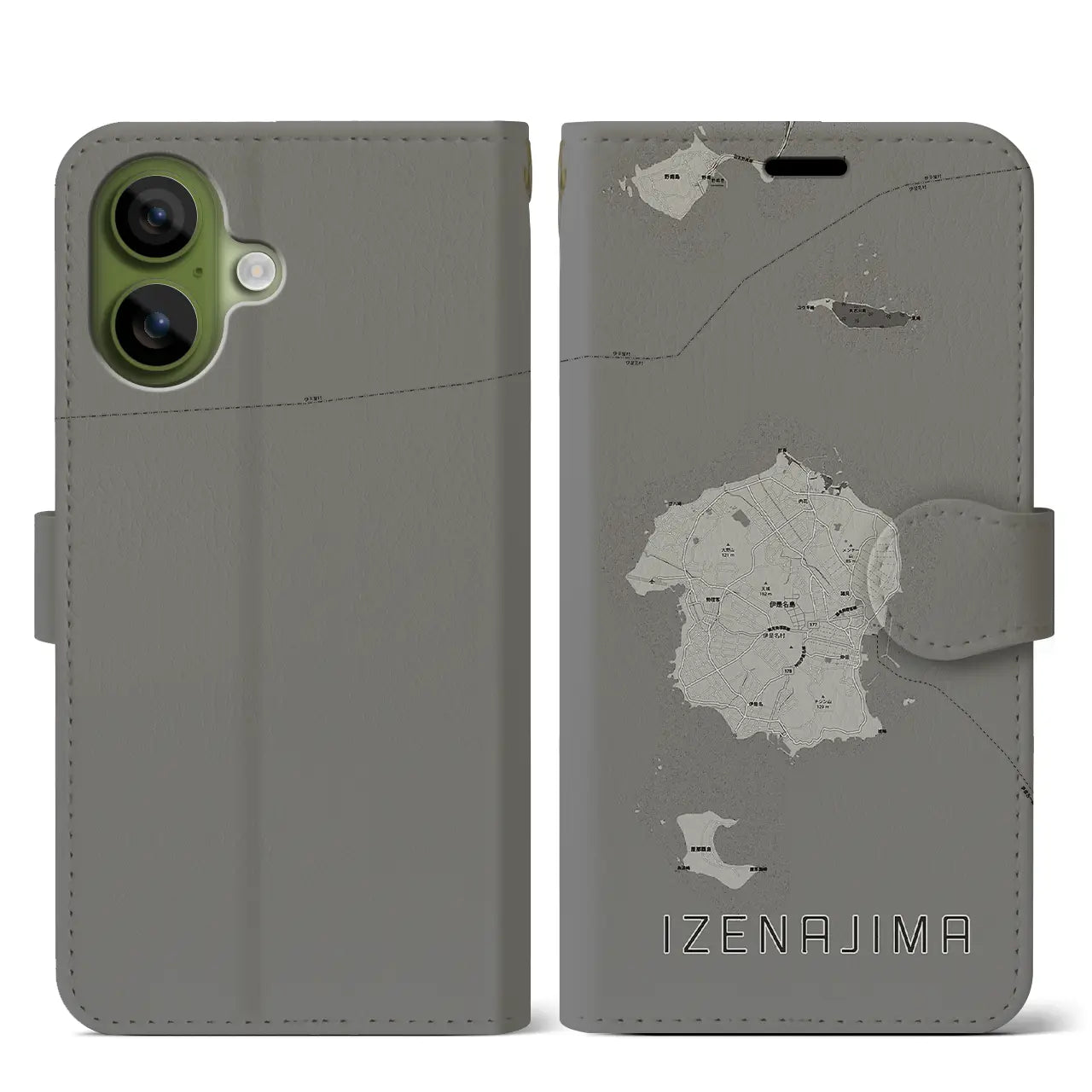 【伊是名島(沖縄県)】地図柄iPhoneケース(手帳タイプ)