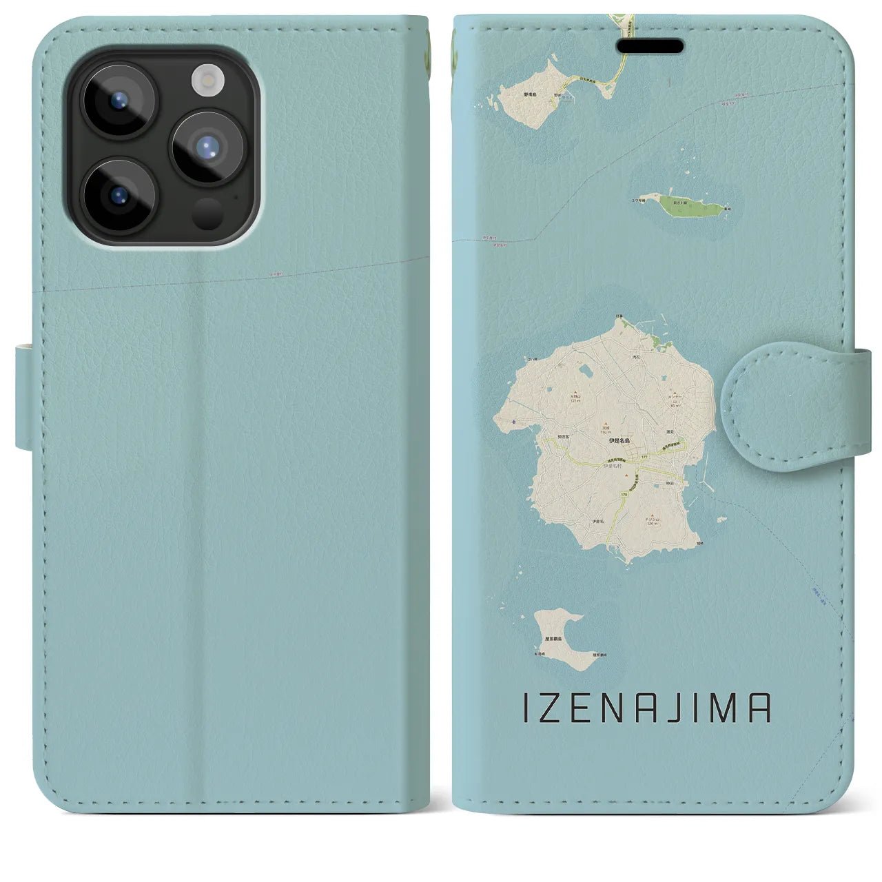 【伊是名島(沖縄県)】地図柄iPhoneケース(手帳タイプ)