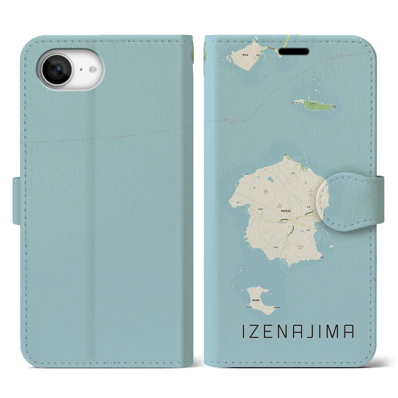 【伊是名島(沖縄県)】地図柄iPhoneケース(手帳タイプ)