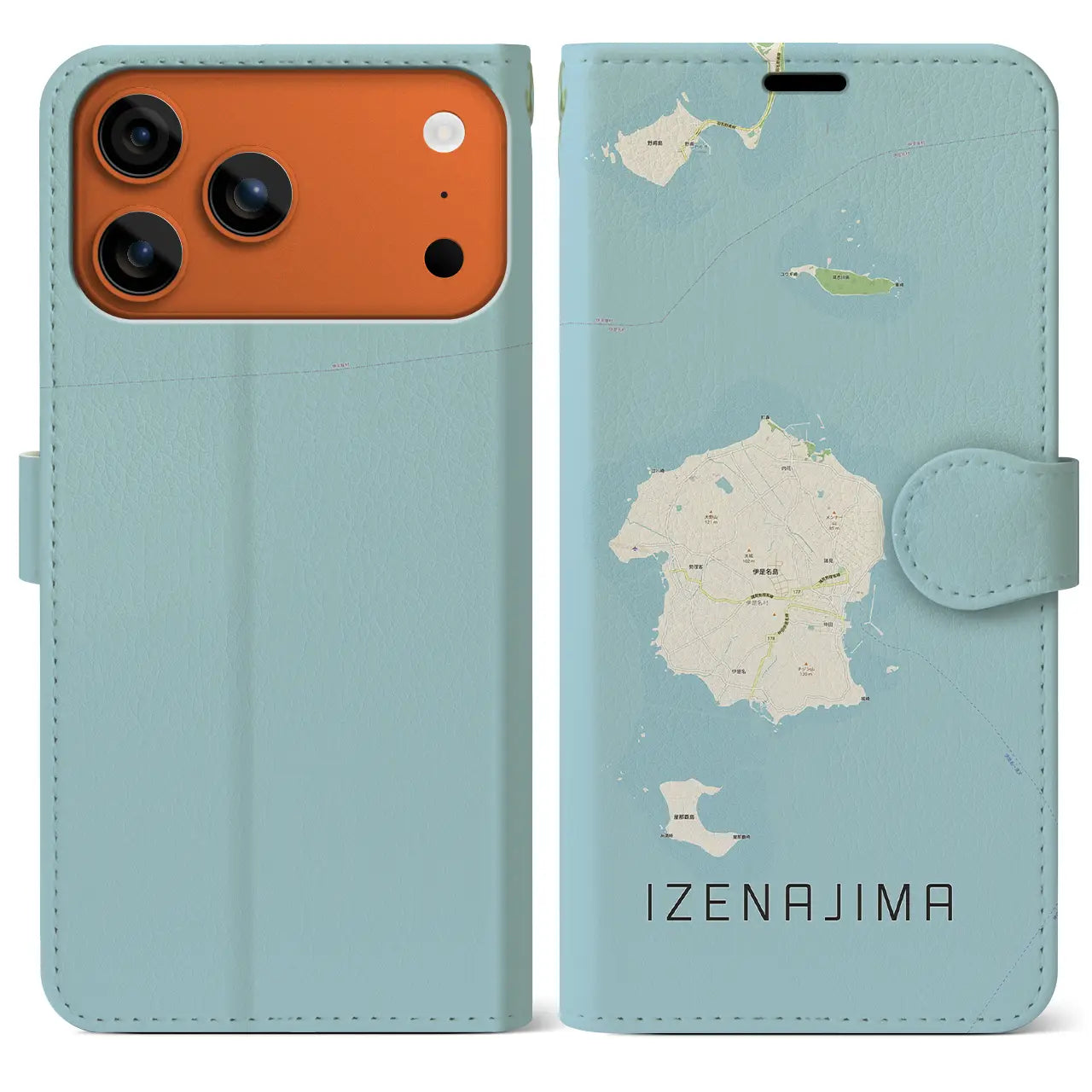 【伊是名島(沖縄県)】地図柄iPhoneケース(手帳タイプ)