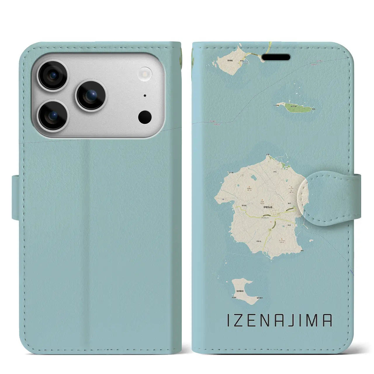 【伊是名島(沖縄県)】地図柄iPhoneケース(手帳タイプ)