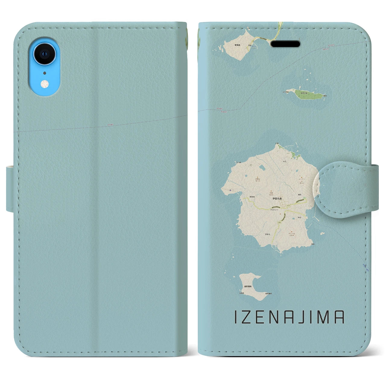 【伊是名島(沖縄県)】地図柄iPhoneケース(手帳タイプ)ナチュラル・iPhone XR 用
