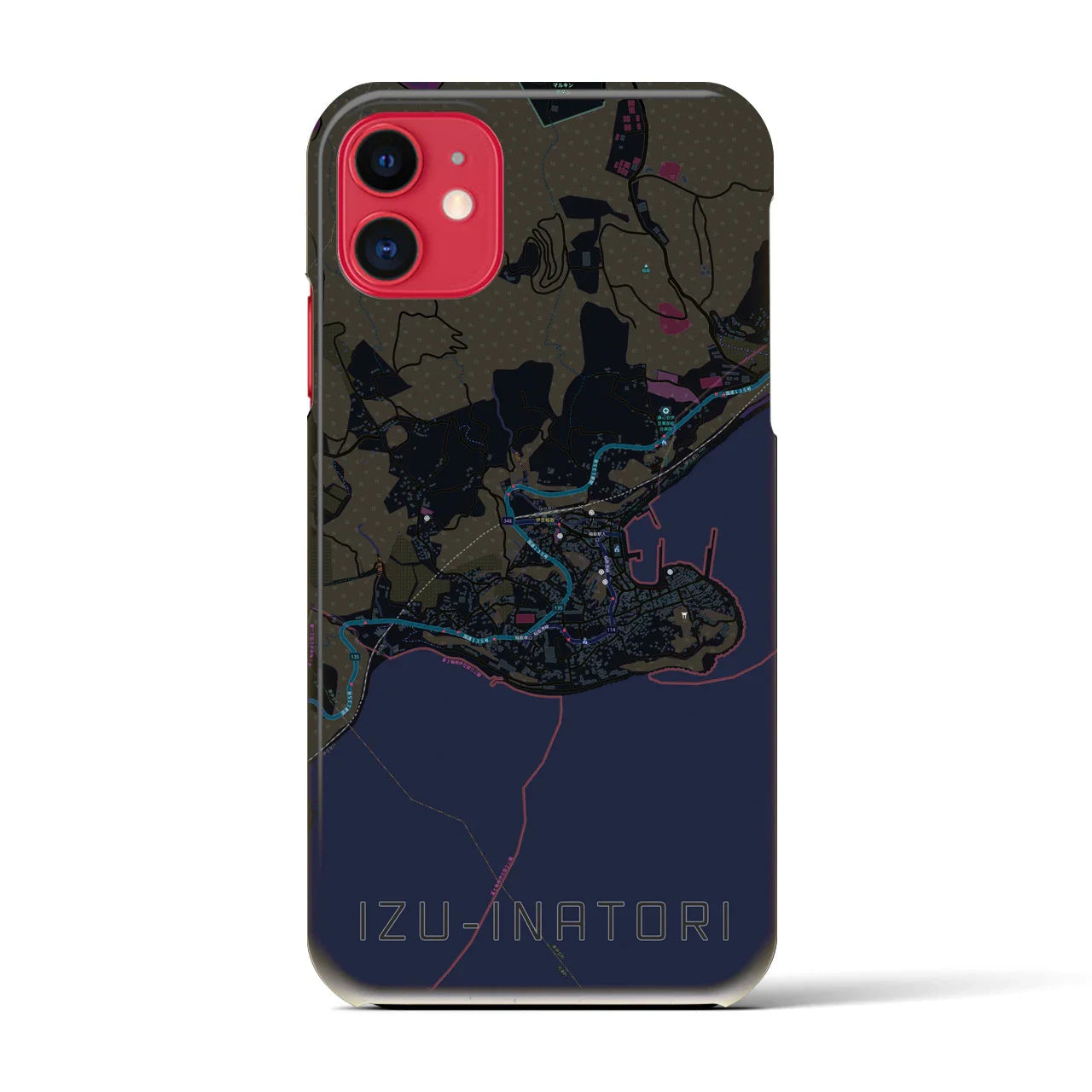 【伊豆稲取(静岡県)】地図柄iPhoneケース(バックカバータイプ)