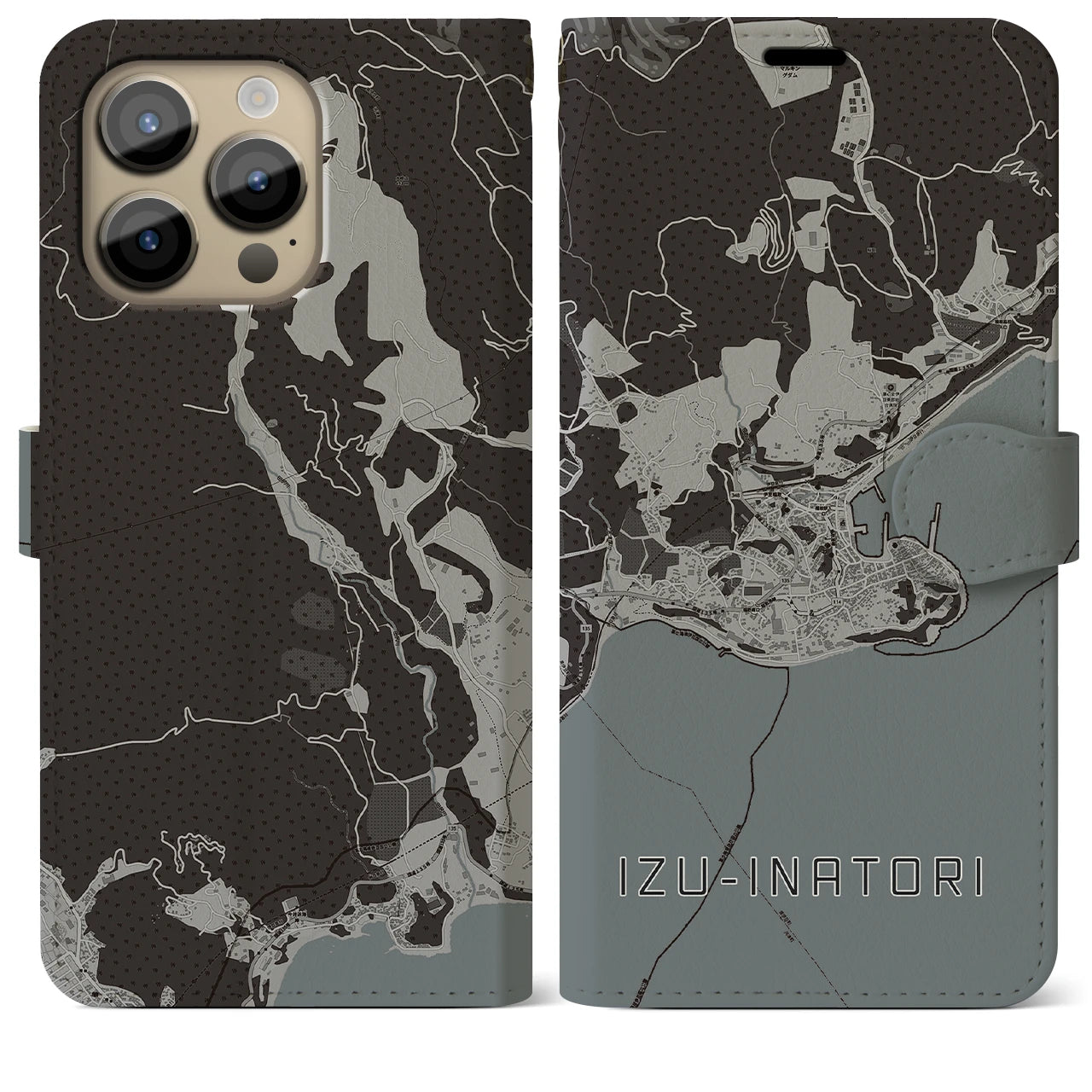 【伊豆稲取(静岡県)】地図柄iPhoneケース(手帳タイプ)