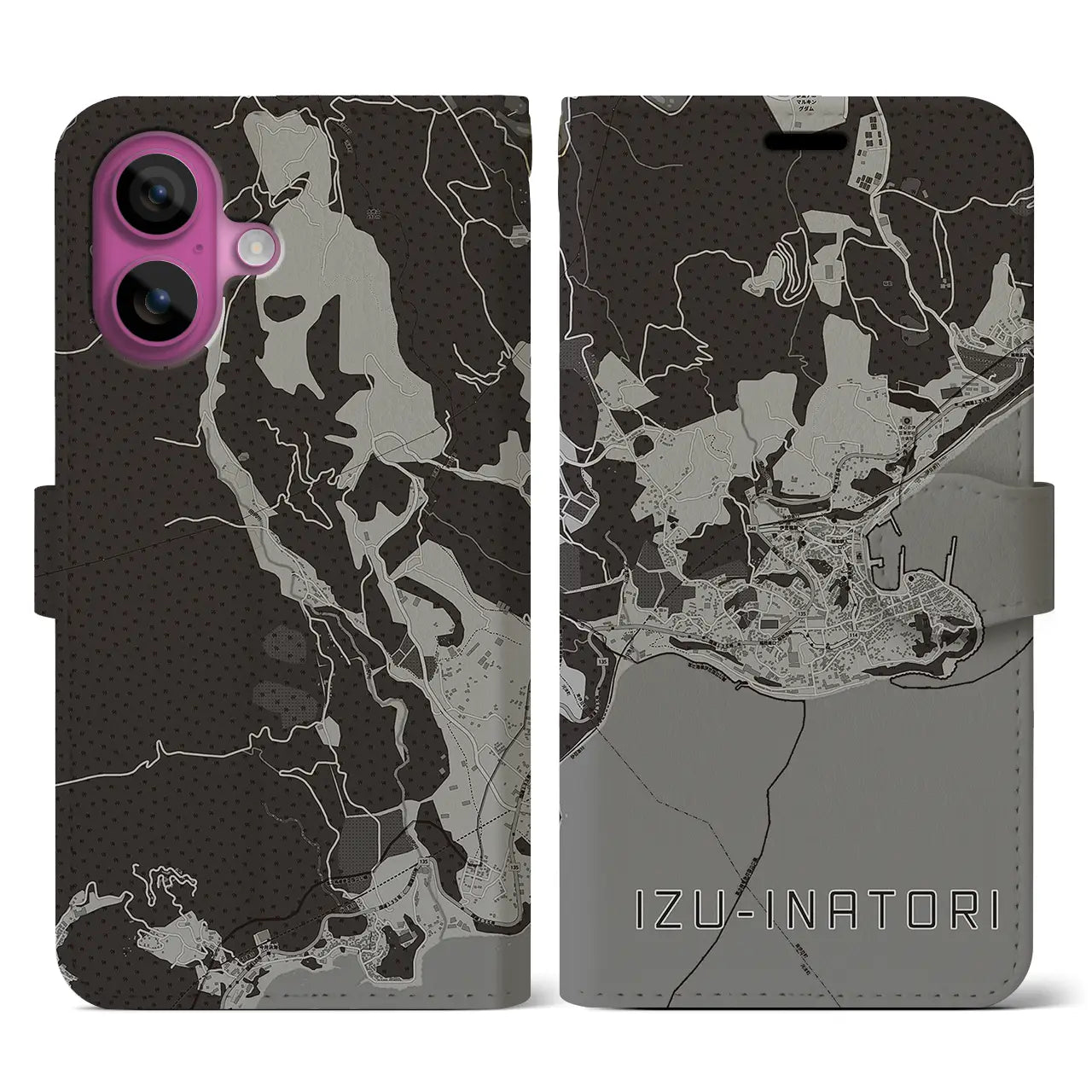 【伊豆稲取(静岡県)】地図柄iPhoneケース(手帳タイプ)