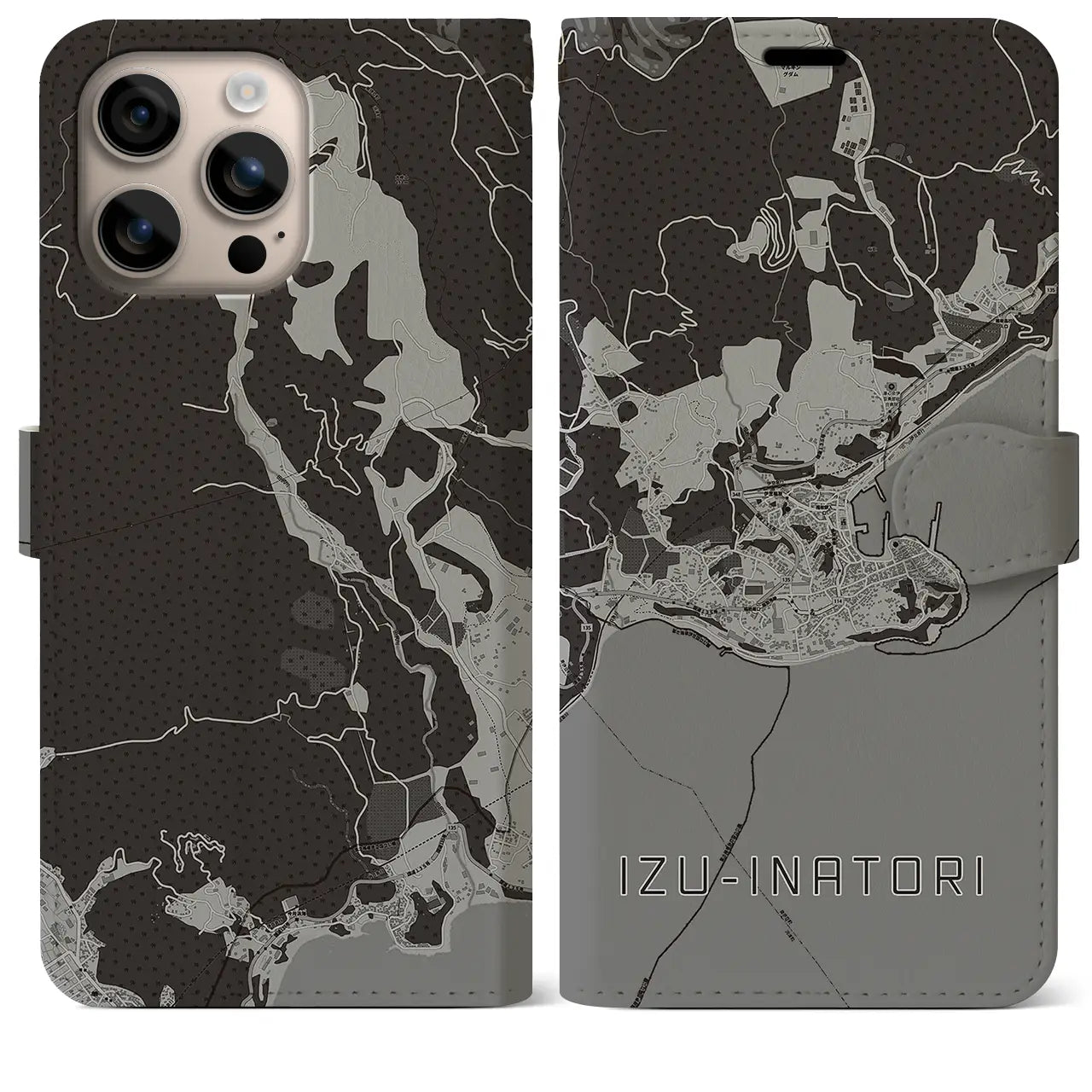 【伊豆稲取(静岡県)】地図柄iPhoneケース(手帳タイプ)