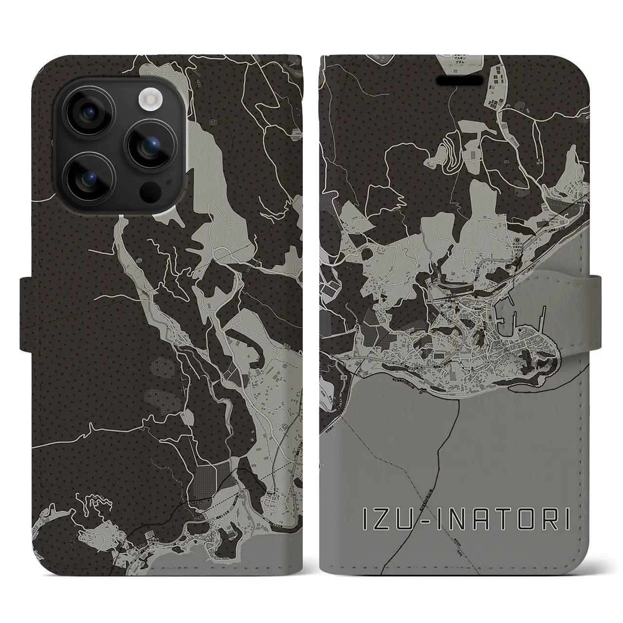 【伊豆稲取(静岡県)】地図柄iPhoneケース(手帳タイプ)