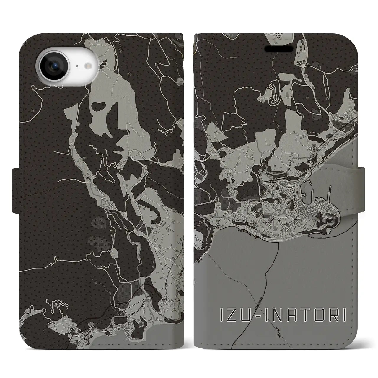 【伊豆稲取(静岡県)】地図柄iPhoneケース(手帳タイプ)