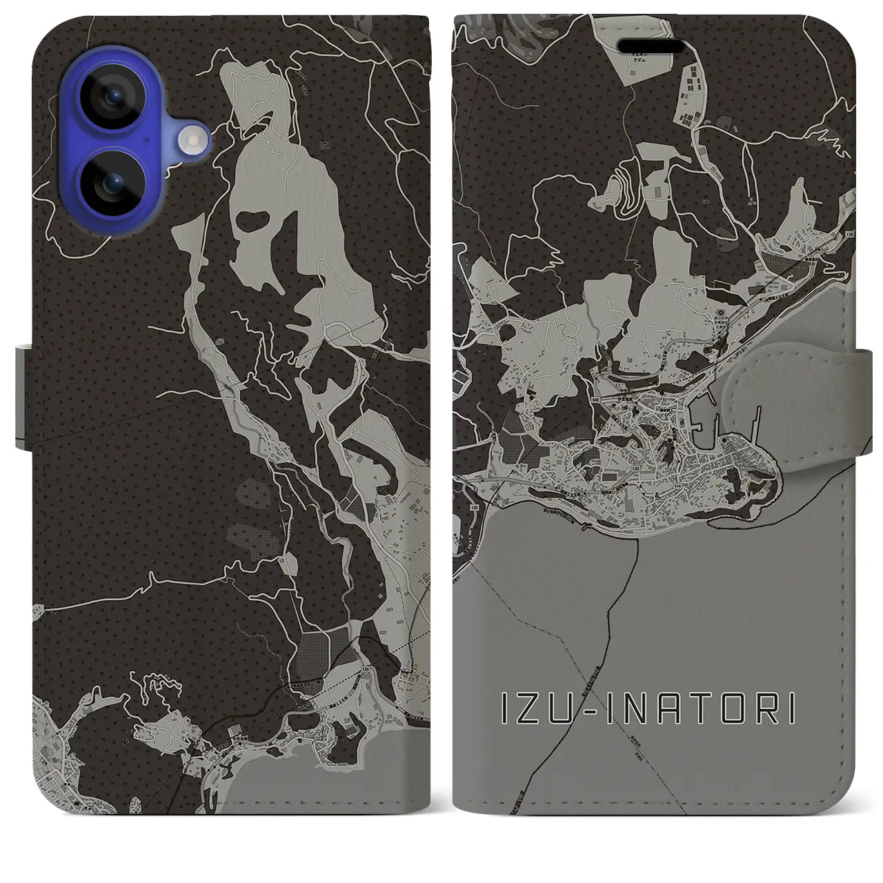 【伊豆稲取(静岡県)】地図柄iPhoneケース(手帳タイプ)