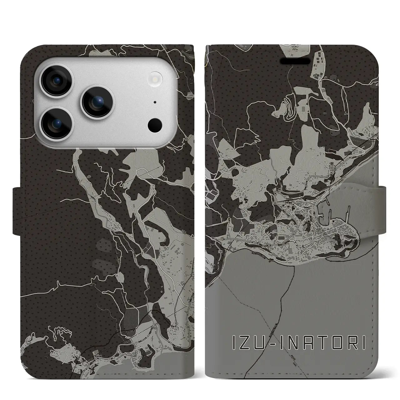 【伊豆稲取(静岡県)】地図柄iPhoneケース(手帳タイプ)