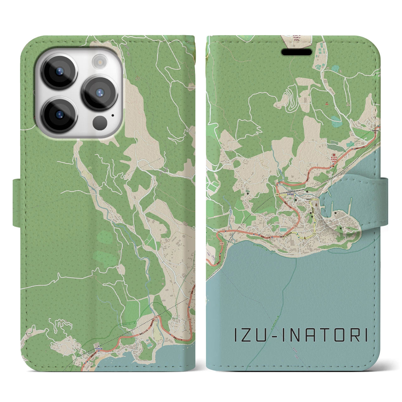 【伊豆稲取(静岡県)】地図柄iPhoneケース(手帳タイプ)