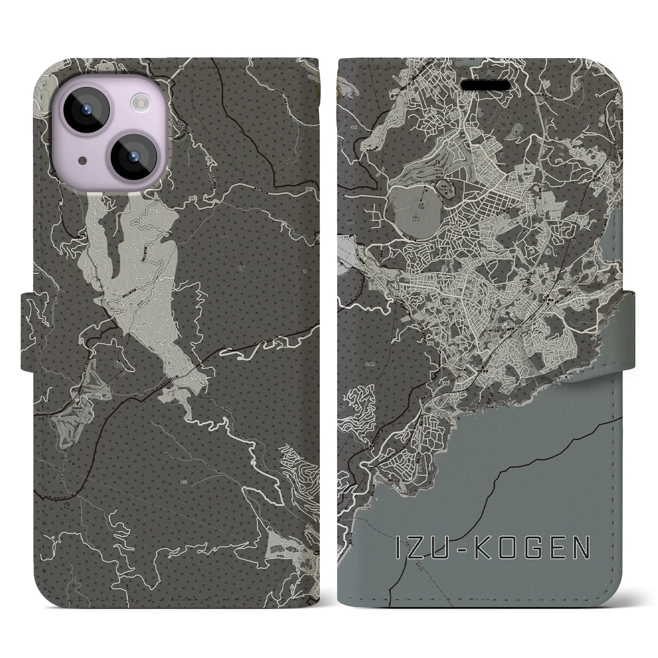 【伊豆高原(静岡県)】地図柄iPhoneケース(手帳タイプ)