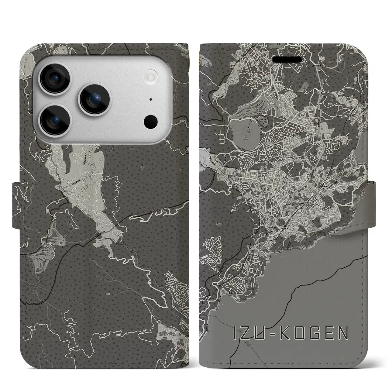 【伊豆高原(静岡県)】地図柄iPhoneケース(手帳タイプ)