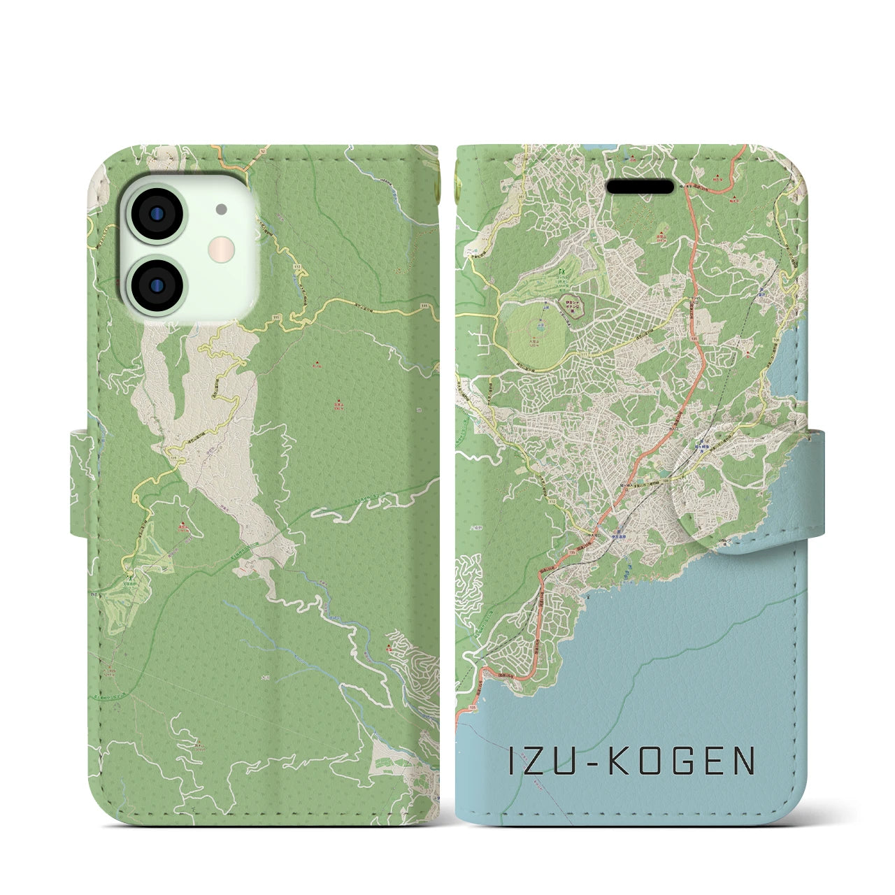 【伊豆高原(静岡県)】地図柄iPhoneケース(手帳タイプ)