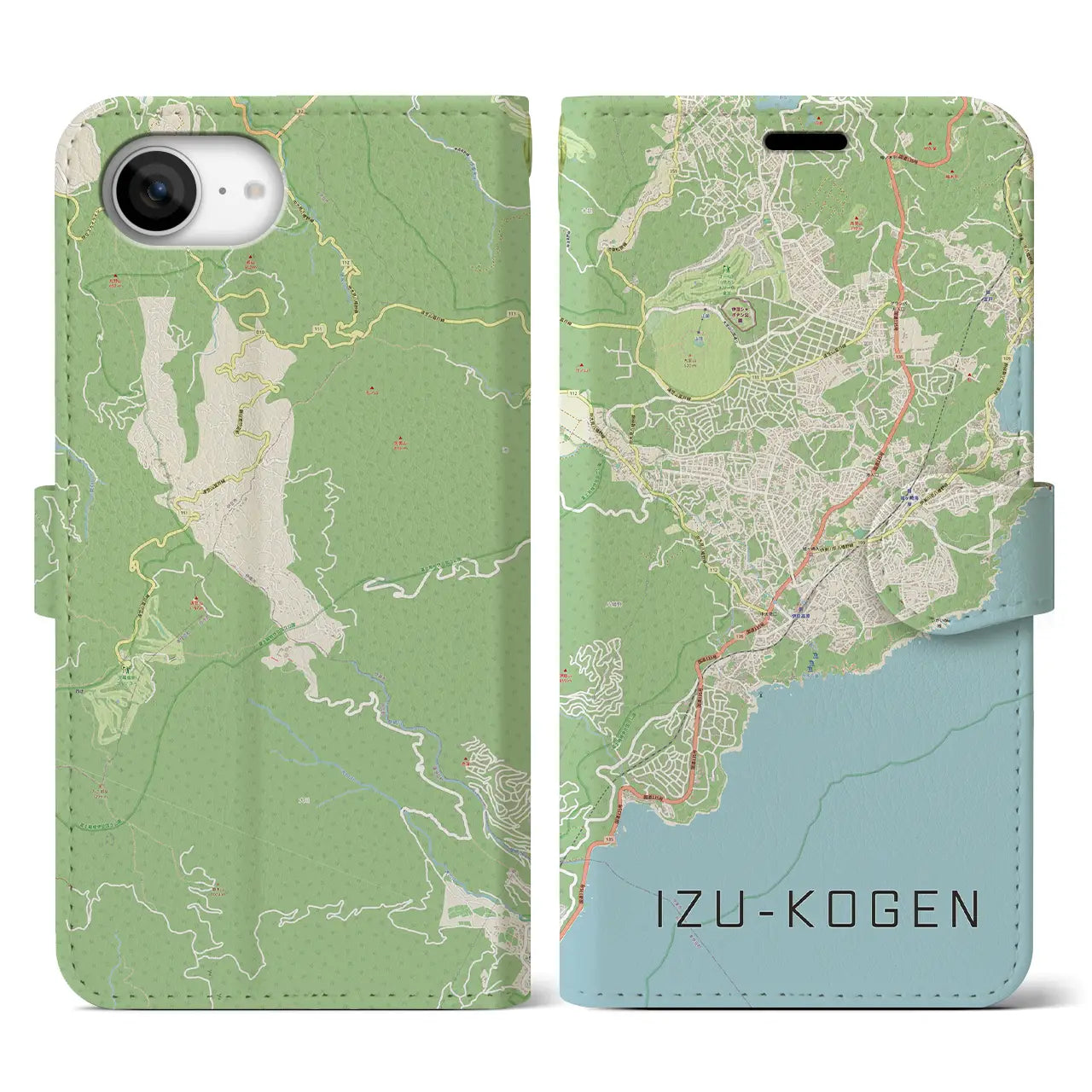 【伊豆高原(静岡県)】地図柄iPhoneケース(手帳タイプ)