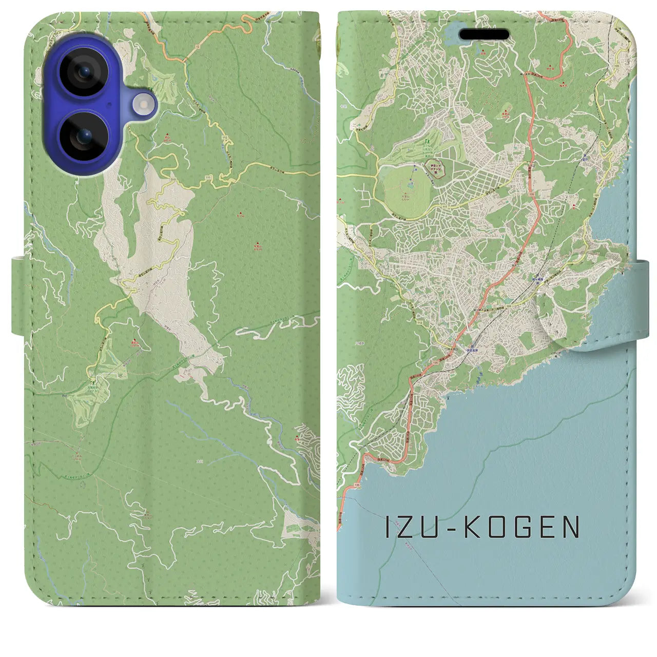 【伊豆高原(静岡県)】地図柄iPhoneケース(手帳タイプ)ナチュラル・iPhone 16 Pro Max 用