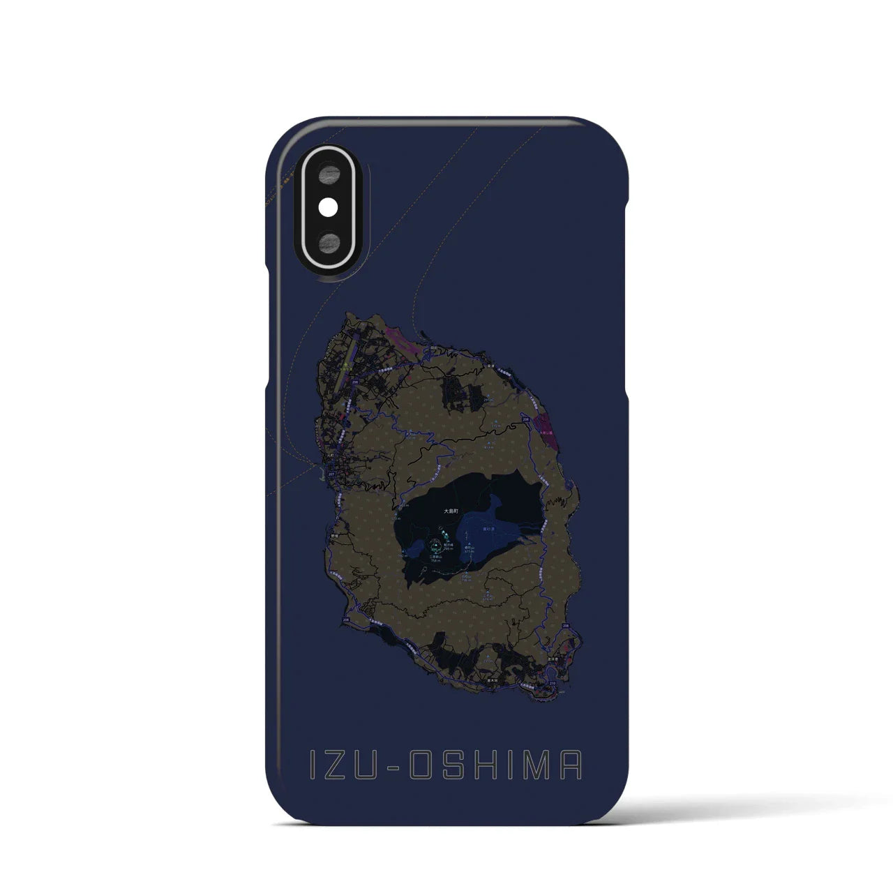 【伊豆大島(東京都)】地図柄iPhoneケース(バックカバータイプ)