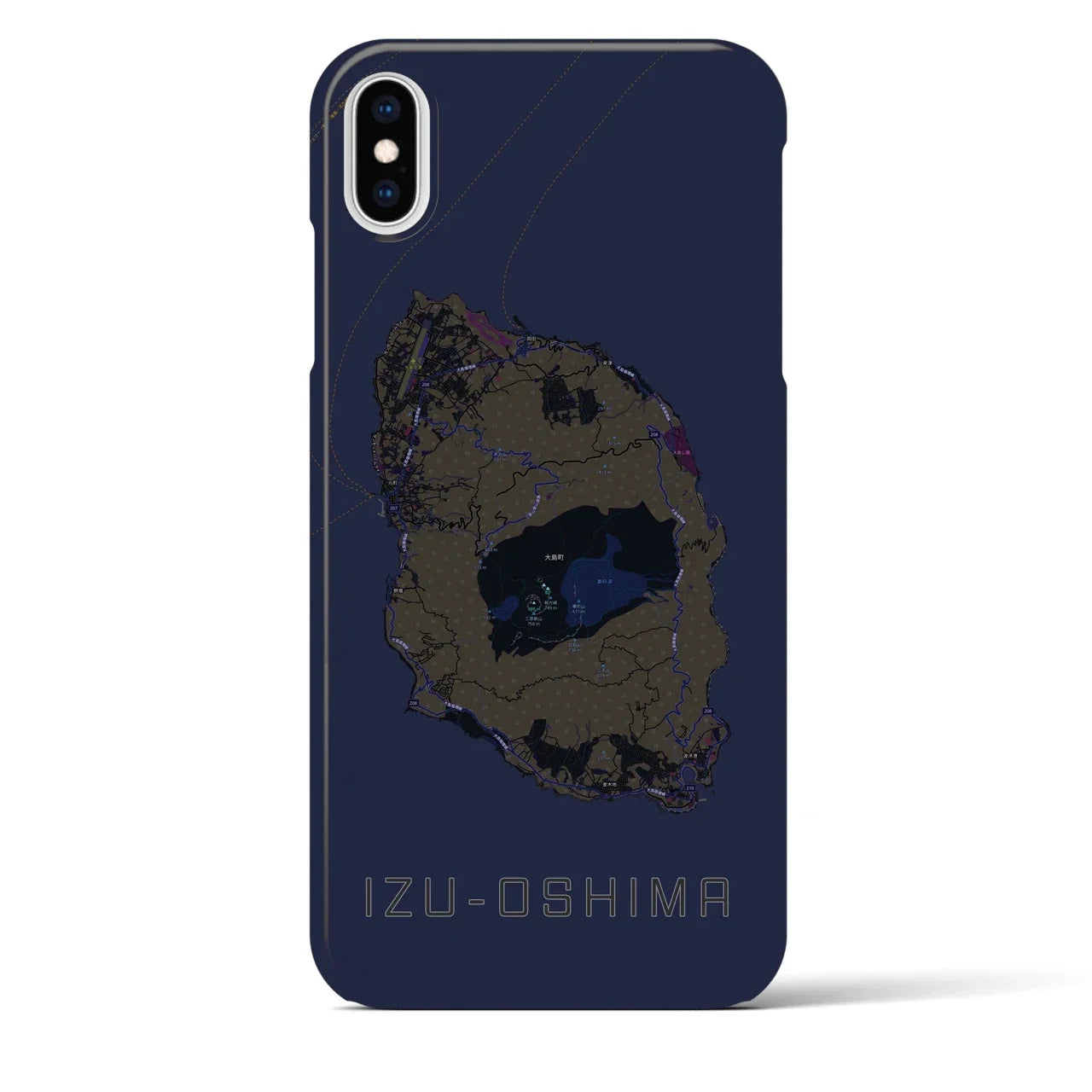 【伊豆大島(東京都)】地図柄iPhoneケース(バックカバータイプ)