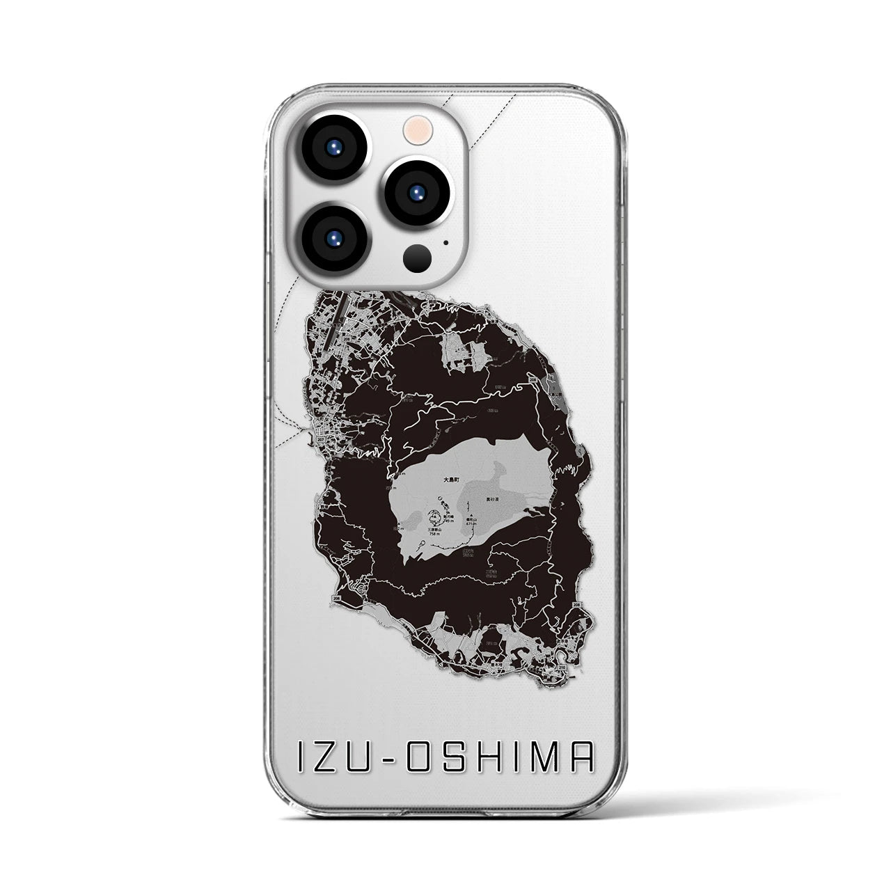 【伊豆大島(東京都)】地図柄iPhoneケース(クリアタイプ)