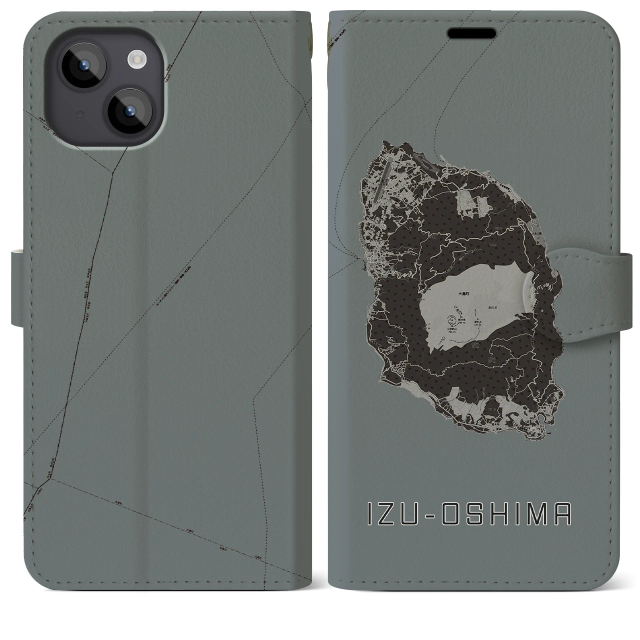 【伊豆大島(東京都)】地図柄iPhoneケース(手帳タイプ)