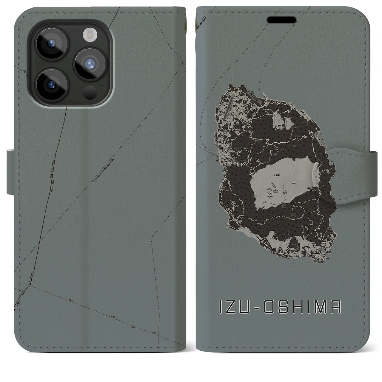 【伊豆大島(東京都)】地図柄iPhoneケース(手帳タイプ)